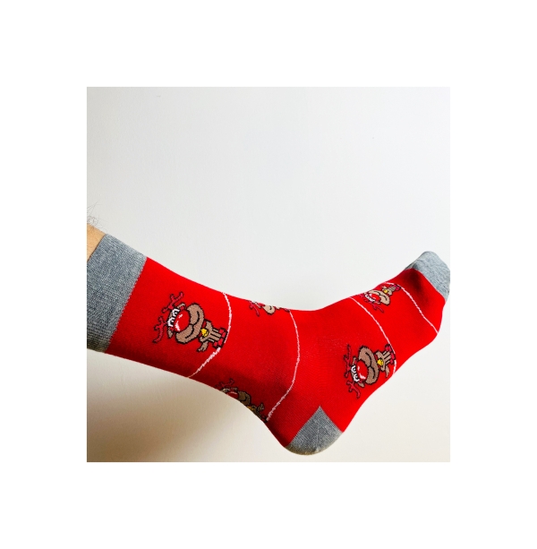Коледни мъжки чорапи/ червени с еленче