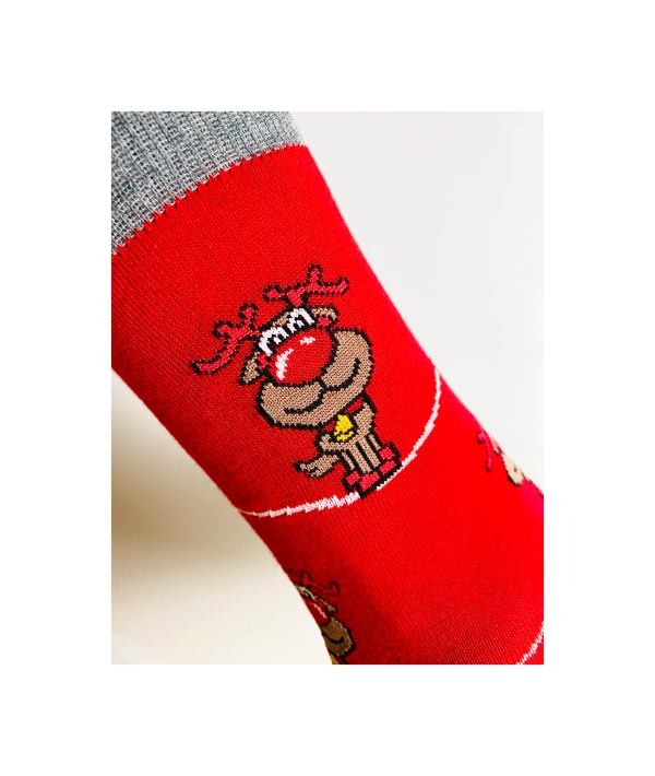 Коледни мъжки чорапи/ червени с еленче