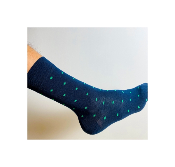 Мъжки чорапи/ тъмно сини със зелени точки