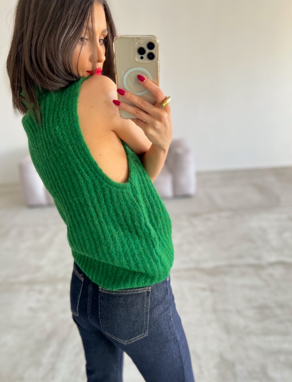 Пуловер без ръкав &quot;COLLEGE LIFE&quot;/ зелен