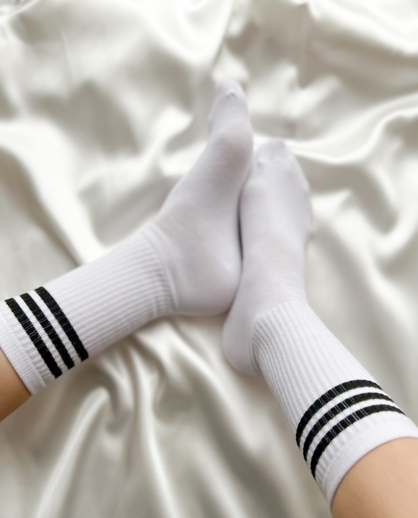 Дамски чорапи с ленти в черно/ дълги
