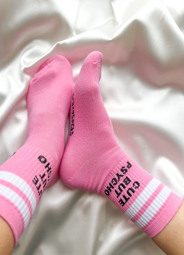 Дамски чорапи "CUTE BUT PSYCHO"/ розови