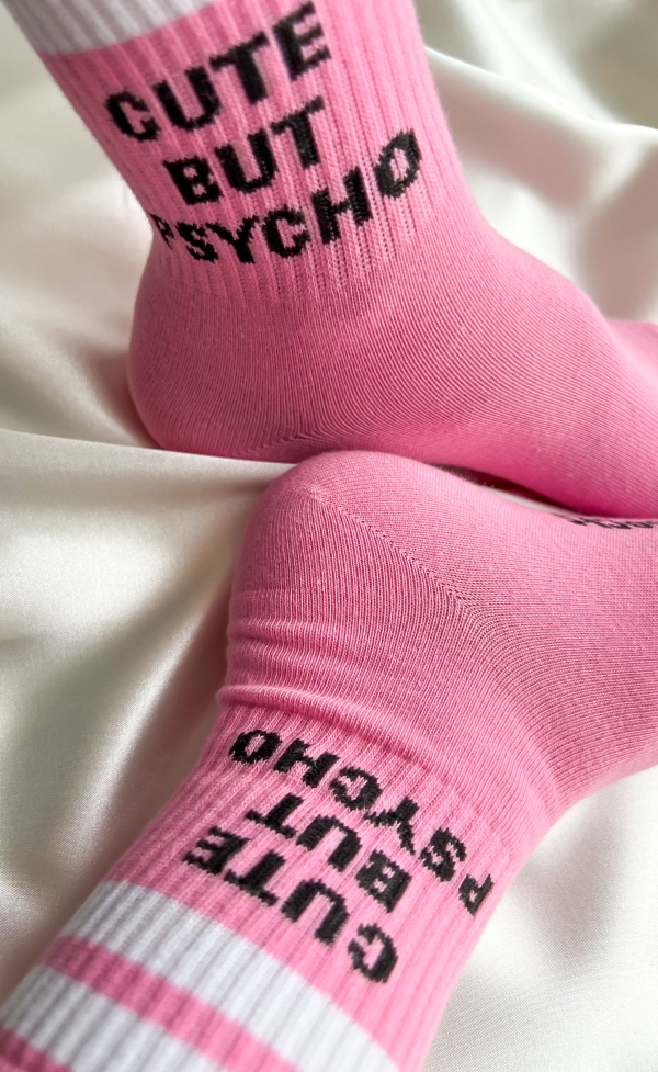 Дамски чорапи &quot;CUTE BUT PSYCHO&quot;/ розови
