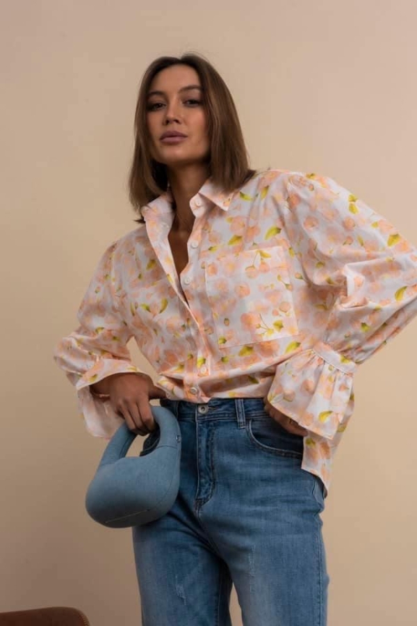 Дамска памучна риза в свежи цветове