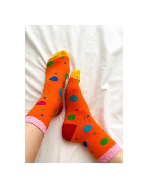 Дамски чорапки точки/ оранж