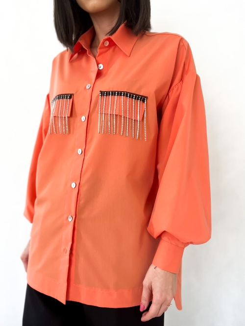 Издължена риза "GLAM"/ млечно оранжево