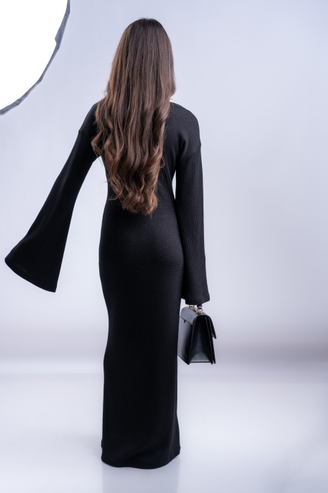 Дамска дълга рокля от плетиво/ черно
